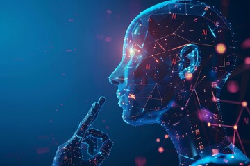 Fototapeta premium Futuristic AI hologram with glowing elements, representing advanced technology and innovation