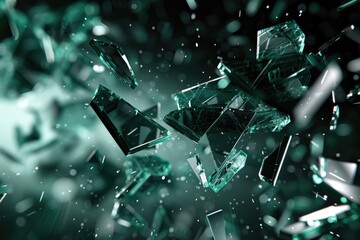 Cracked glass shards flying