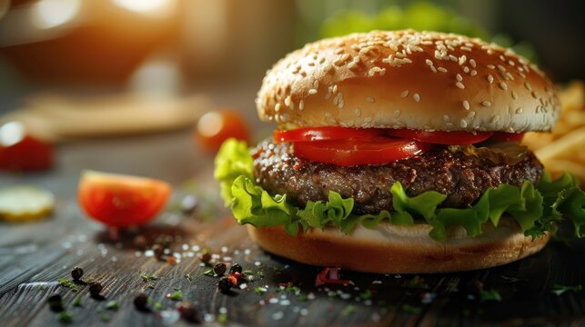 small burger It is often filled with beef, cheese, and vegetables