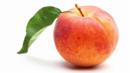 Ripe Peach with Leaf, Generative AI