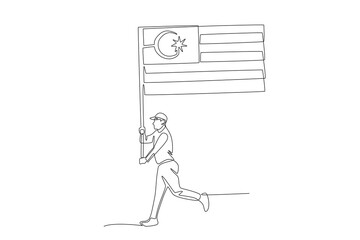 Parade on Malaysian Independence Day. Malaysia independence day concept one-line drawing