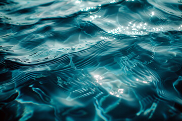 Ocean surface close up image with sunlight reflecting.