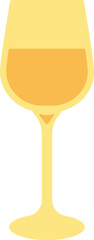 Glass of white wine vector illustration.  Transparent background