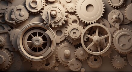A close up photo of a pile of white gears on a white background.