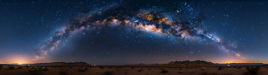 Fototapeta premium Milky way on a starry night, galaxy astrophotography on a desert