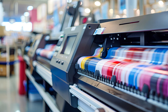 Professional large-format plotter, photocopier, or printer with color ribbons, ideal for high-quality printing services in an office or commercial setting