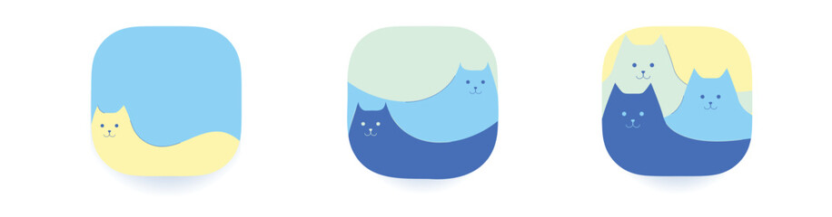 Vector clipart of cute cats on a square background is an adorable and eye-catching design element, ideal for use in a variety of creative projects.