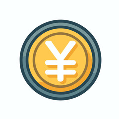 Fototapeta premium Golden Yen Coin Icon on Clean White Background