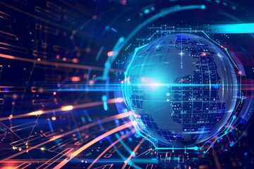 Digital globe with network connections, highlighting global connectivity and the role of AI in linking the world 