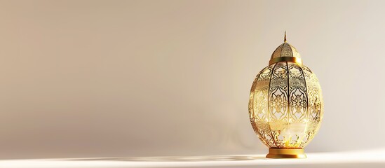 Golden ornate lantern on subtle gradient background