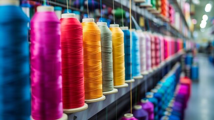 Industrial Fabric Textile Pattern Production with Threads - High-Resolution with Copy Space