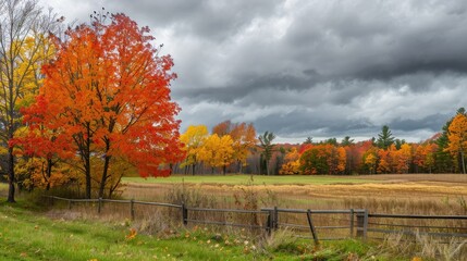 Obraz premium An appealing overcast scenery during the fall season