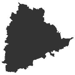 Telangana map silhouette isolated on transparent background.