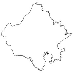 Rajasthan map outline isolated on transparent background.