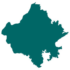 Rajasthan map silhouette isolated on transparent background.