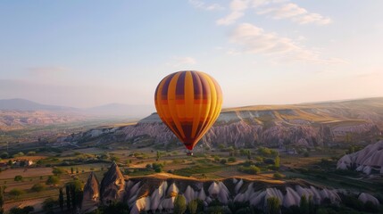 Fototapeta premium hot air balloon over region country generating