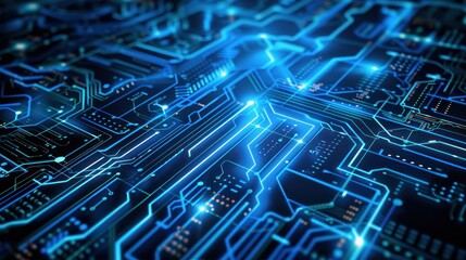 Electronic circuit board. Technology Concept ,Microchip CPU Processor Circuit Board. Digital Line