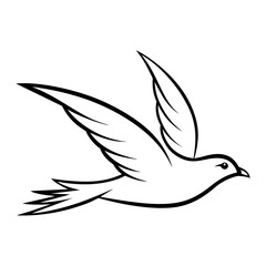 Obraz premium a drawing of a flying bird with a white background