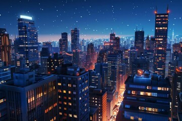 Fototapeta premium Modern Cityscape with Skyscraper and Tower Block. Urban architecture concept