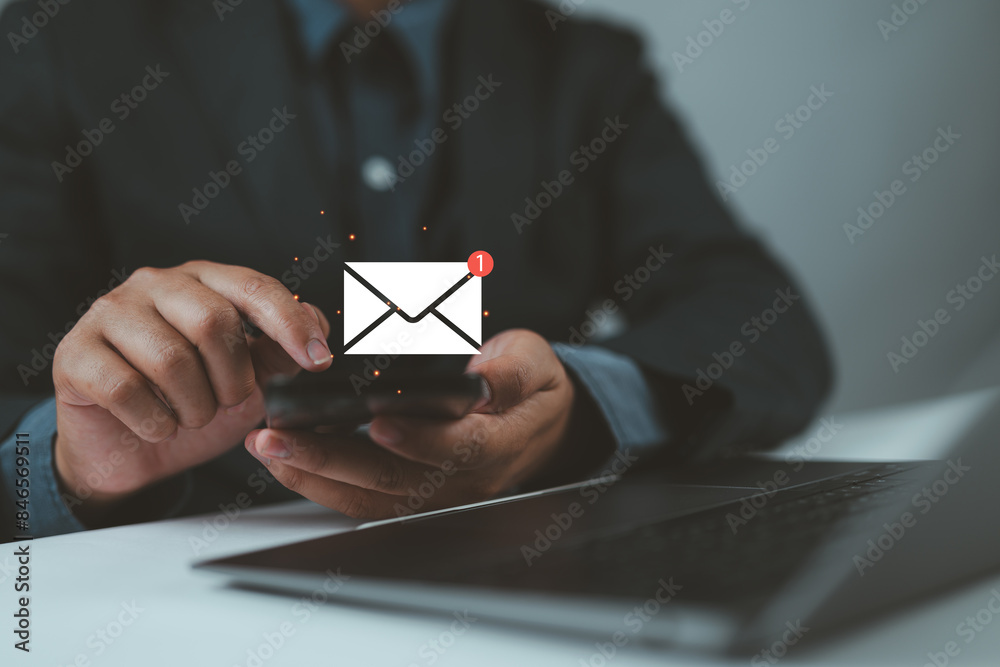 Poster new email notification concept for business e-mail communication and digital marketing.inbox receivi