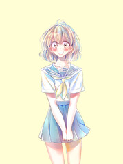 セーラー服の女子学生　夏服
