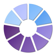 Blue tone circle infographic with 9 steps, process or options.