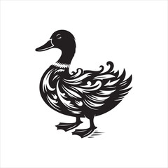 Geometric Vector Duck Silhouette Design