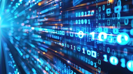 Naklejka premium Digital data flow, data transfer speed. Future digital concept, coding