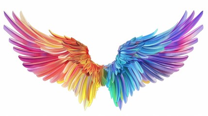 Obraz premium Colorful Rainbow Wings Spread Open, Generative AI
