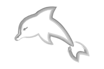 Fototapeta premium Dolphin. Sketch. Vector illustration. Hand drawn watercolor drawing. Outline on a white isolated background. Marine mammal. An ocean dweller with fins and a tail. Coloring book for children