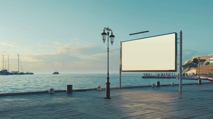 Waterfront Billboard | Billboard mockup | Landscape mockup