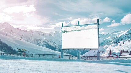 Ski Resort Billboard | Billboard mockup | Landscape mockup