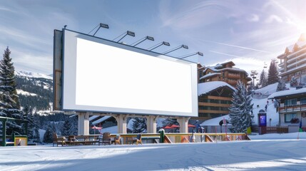 Ski Resort Billboard | Billboard mockup | Landscape mockup