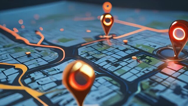 Smart Transport Logistics Digital Map Featuring AI-Enhanced GPS and Delivery Points
