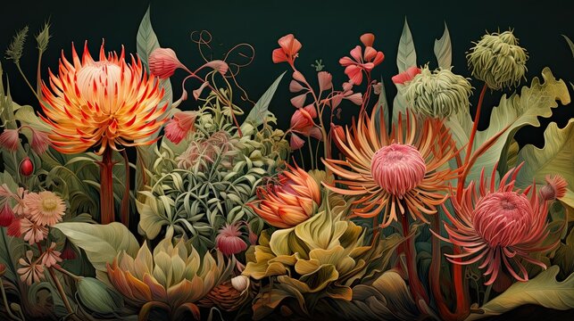 orange flowers and leaves