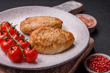 Delicious fresh fried minced cutlets with spices and herbs