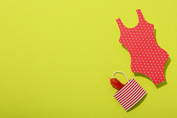 Swimsuit and other accessories for a summer trip to the sea.