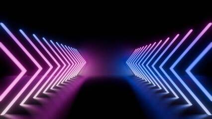 Abstract neon light arrows background