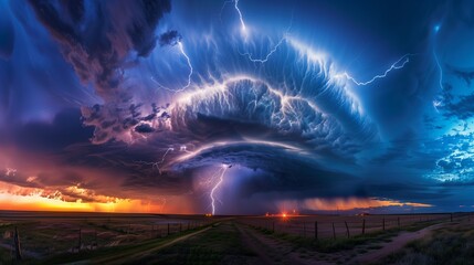 Capturing the Power and Brilliance of an Intense Lightning Strike. Concept Lightning Photography, Powerful Nature, Electric Storm, Dynamic Weather Patterns, Nature's Fury --