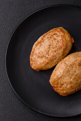 Delicious fresh fried minced cutlets with spices and herbs