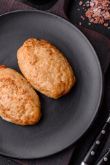 Delicious fresh fried minced cutlets with spices and herbs