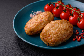 Delicious fresh fried minced cutlets with spices and herbs