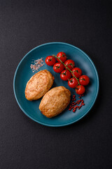 Delicious fresh fried minced cutlets with spices and herbs