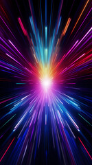 Naklejka premium Colored light radiates outward from the center