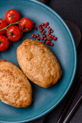 Delicious fresh fried minced cutlets with spices and herbs