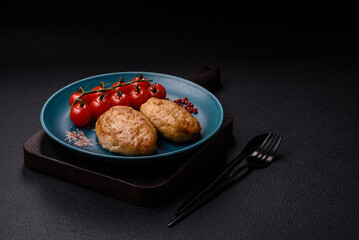 Delicious fresh fried minced cutlets with spices and herbs