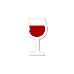 Sticker glass of red wine icon isolated on transparent background