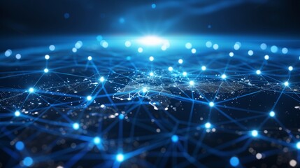 A global network diagram with nodes representing interconnected communication hubs, enabling borderless data exchange.