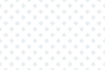 Seamless Geometric Square Blue Dots Pattern. White Textured Background. 