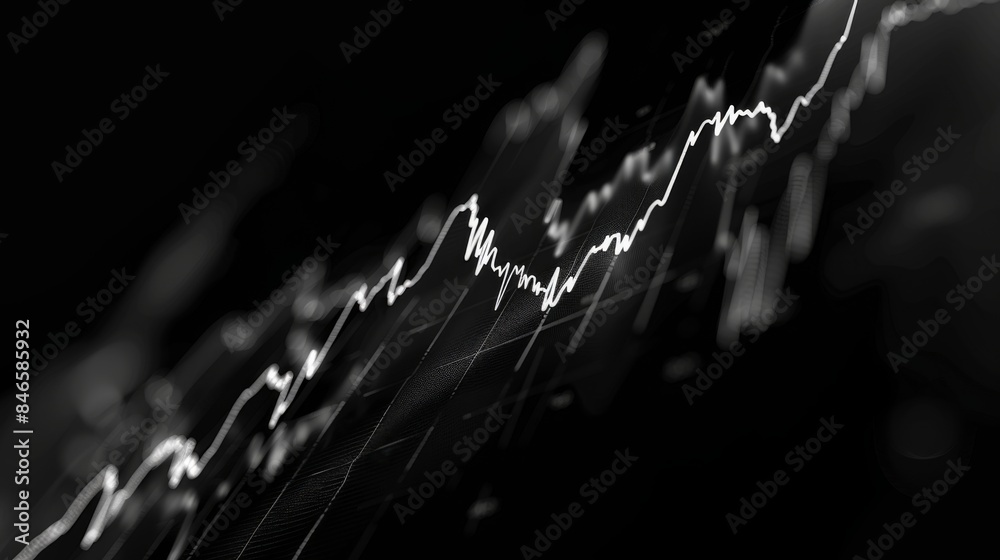 Poster a line graph showing stock price fluctuations over time, indicating market volatility and trends.